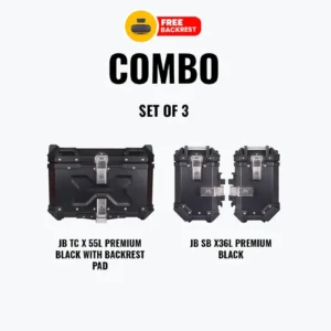 Jb Racing Set Of 3 Combo Of JB TC X 55L Premium Black With Backrest Pad + JB SB X36L Premium Black