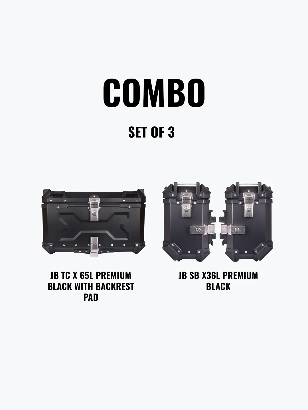 Jb Racing Set Of 3 Combo Of JB TC X 65L Premium Black With Backrest Pad + JB SB X36L Premium Black - Image 5