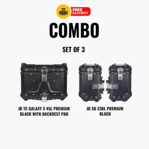 Set Of 3 Combo Of JB TC Galaxy X 45L Premium Black With Backrest Pad + JB SB X36L Premium Black