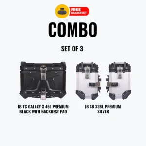 Set Of 3 Combo Of JB TC Galaxy X 45L Premium Black With Backrest Pad + JB SB X36L Premium Silver