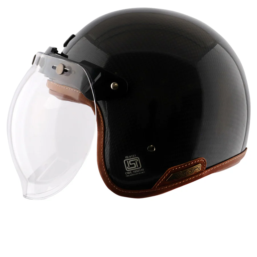 Axor Jet Carbon Small Checks helmet with Bubble Visor - Image 4