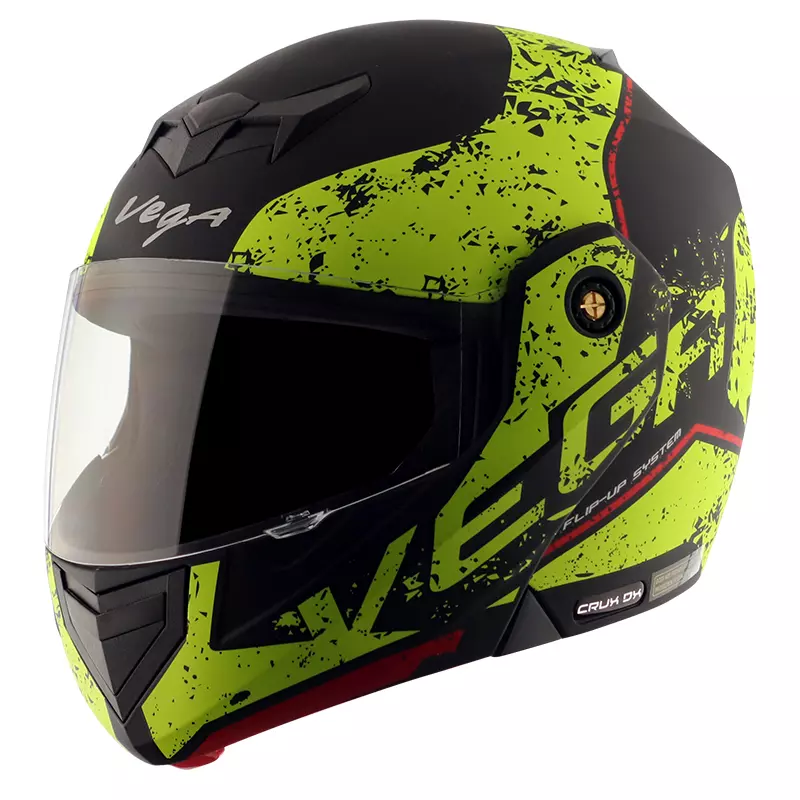 VEGA CRUX DX VICTOR DULL BLACK NEON YELLOW HELMET - Helmet Racing