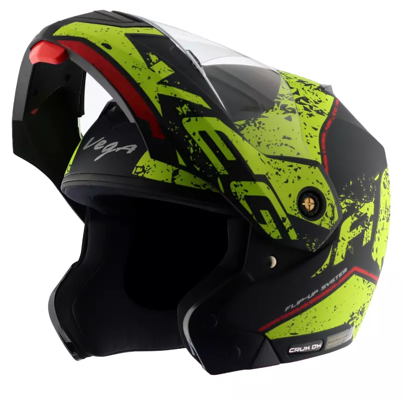 VEGA CRUX DX VICTOR DULL BLACK NEON YELLOW HELMET - Helmet Racing