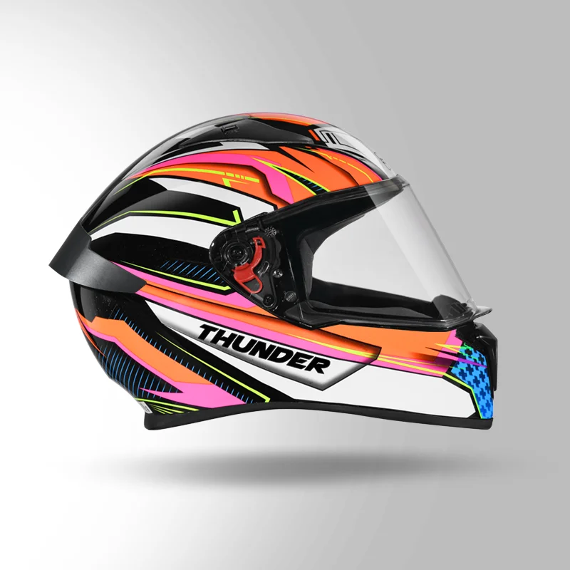 STUDDS THUNDER D8 DECOR WITH SPOILER MATT BLACK ORANGE N10 - Image 4