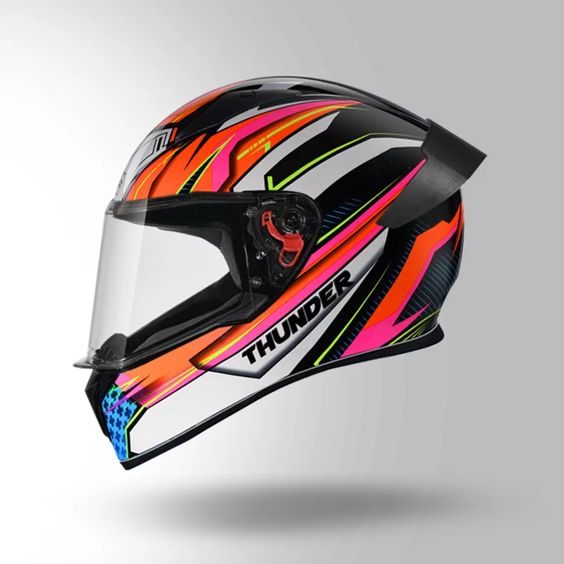 STUDDS THUNDER D8 DECOR WITH SPOILER MATT BLACK ORANGE N10 - Image 2