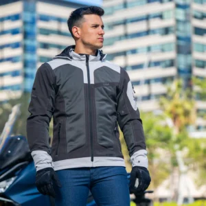 LS2 X-Master Adventure Jacket Black Green Grey all-season touring motorcycle jacket with CE armor