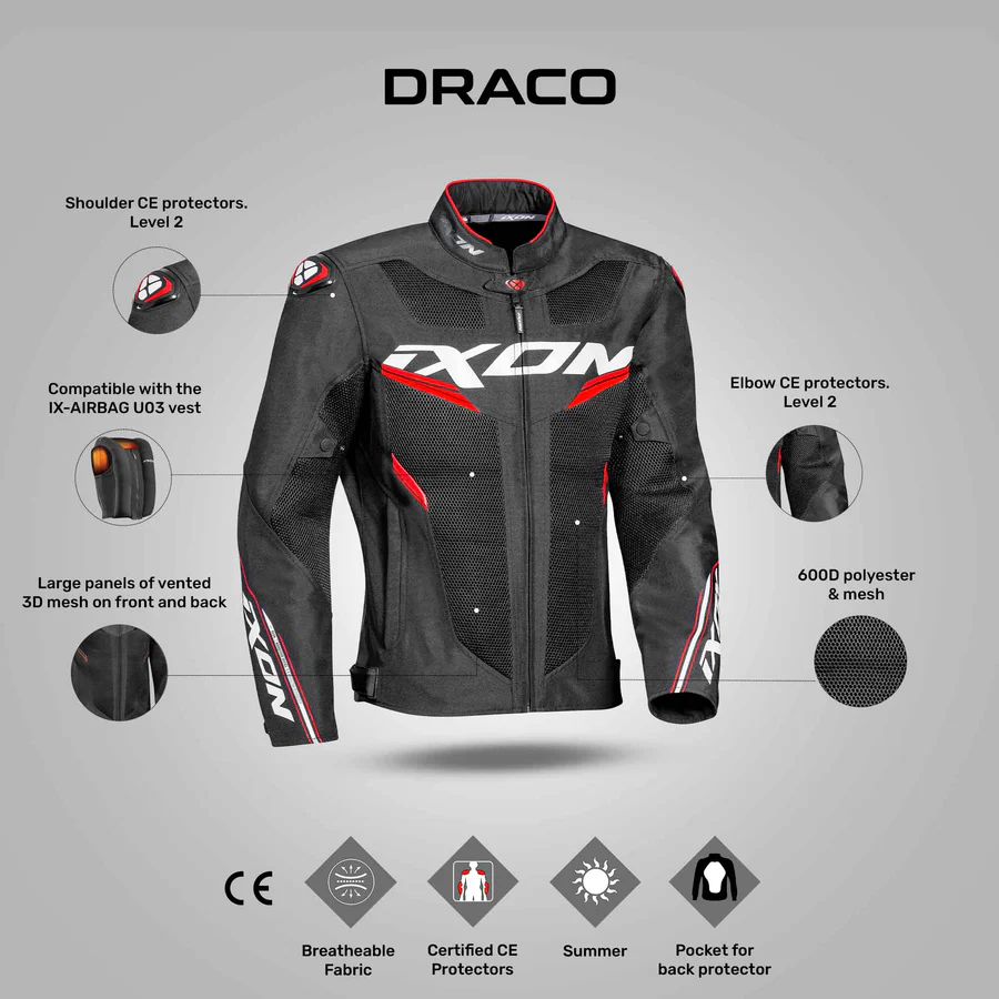 Ixon Draco Jacket -Black/White/Red - Image 2