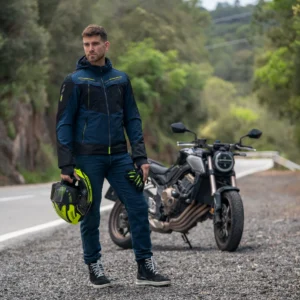 LS2 Zirconium EVO motorcycle jacket blue black yellow with CE certified protection