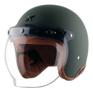 AXOR RETRO JET SOLID DULL BATTLE GREEN HELMET FOR MAN AND WOMEN