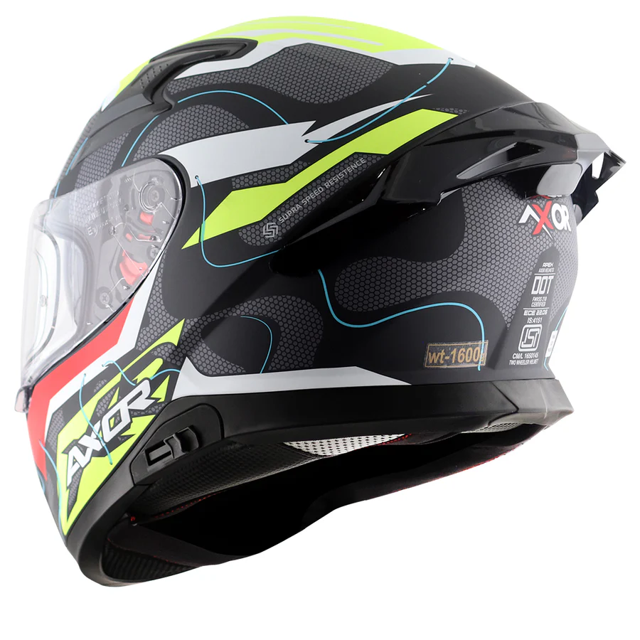 APEX DYNAMO DULL BLACK NEON YELLOW FULL FACE HELMET FOR MAN AND WOMAN - Image 5
