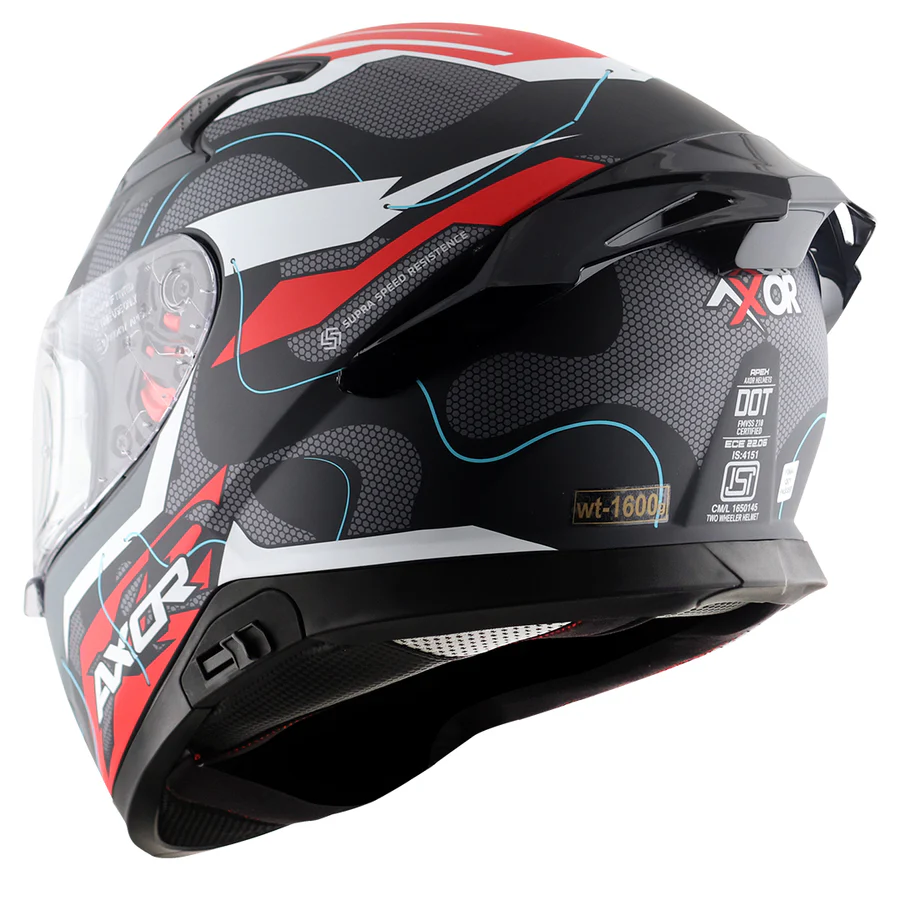 APEX DYNAMO DULL BLACK RED FULL FACE HELMET FOR MAN AND WOMAN - Image 5
