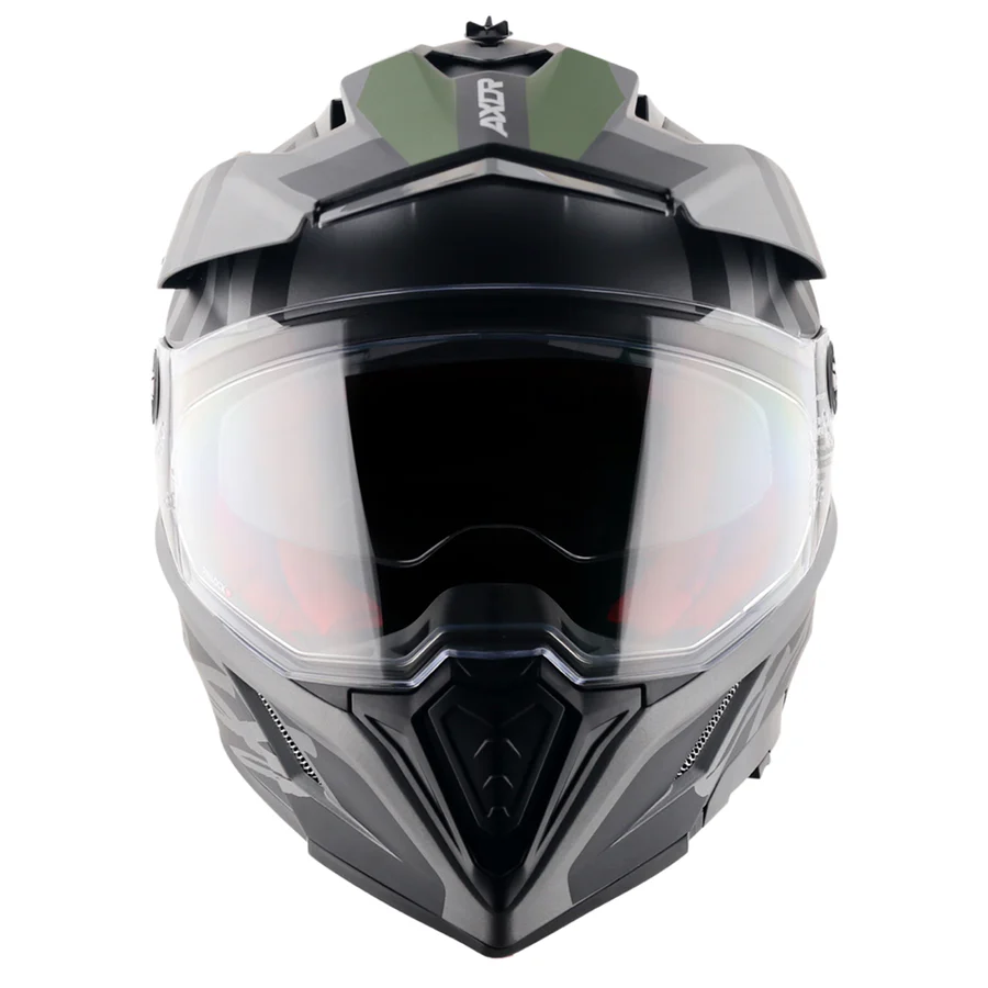 AXOR X-CROSS DUAL VISOR ORBIT HELMET DULL ATHENA GREY BLACK
