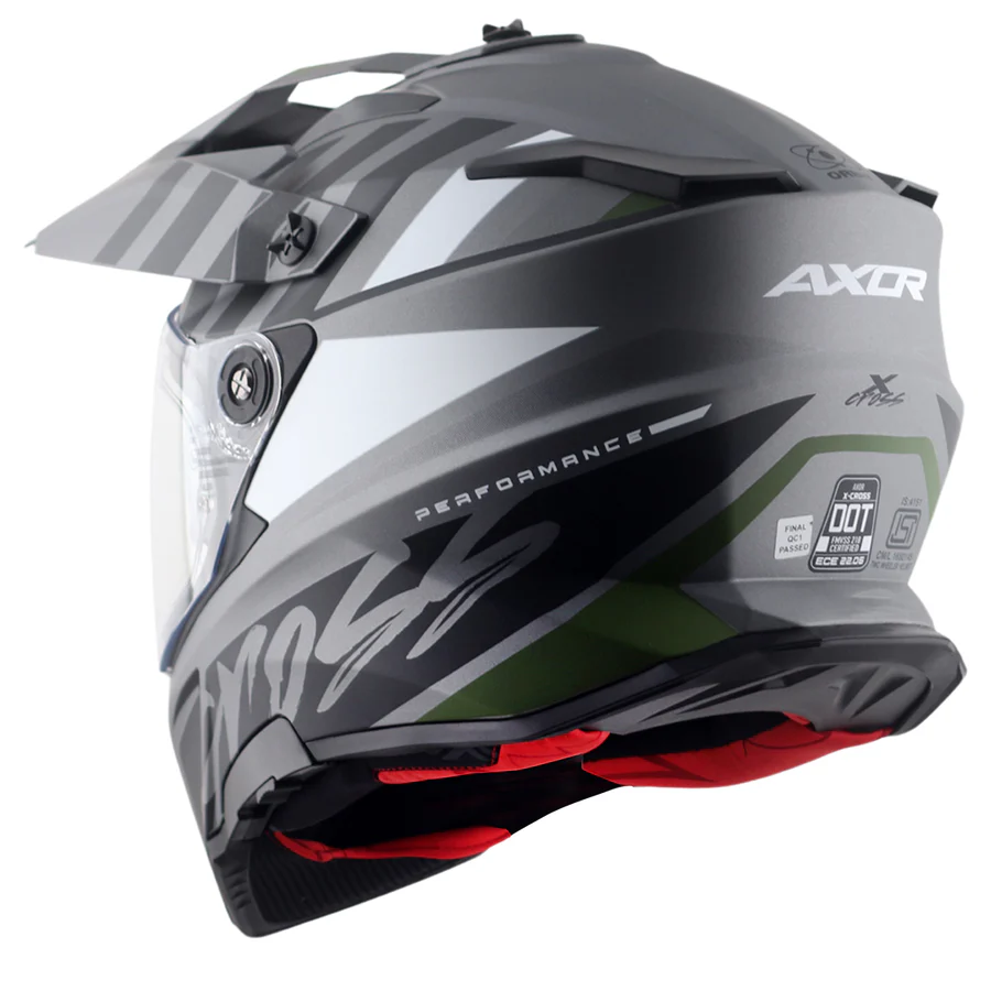 AXOR X-CROSS DUAL VISOR ORBIT HELMET DULL ATHENA GREY BLACK