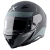 Axor Hunter Turbo full-face helmet in Dull Black Grey with a rear ducktail spoiler and side reflectors.
