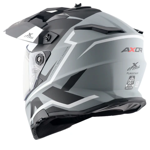 AXOR X-CROSS DUAL VISOR FLAGSTAFF HELMET DULL NARDO GREY BLACK - Image 4