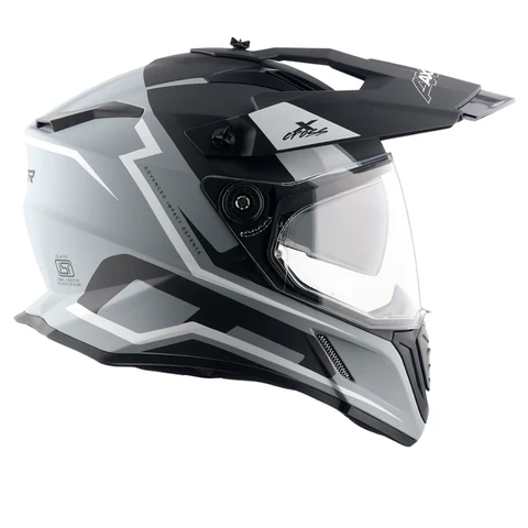 AXOR X-CROSS DUAL VISOR FLAGSTAFF HELMET DULL NARDO GREY BLACK - Image 7