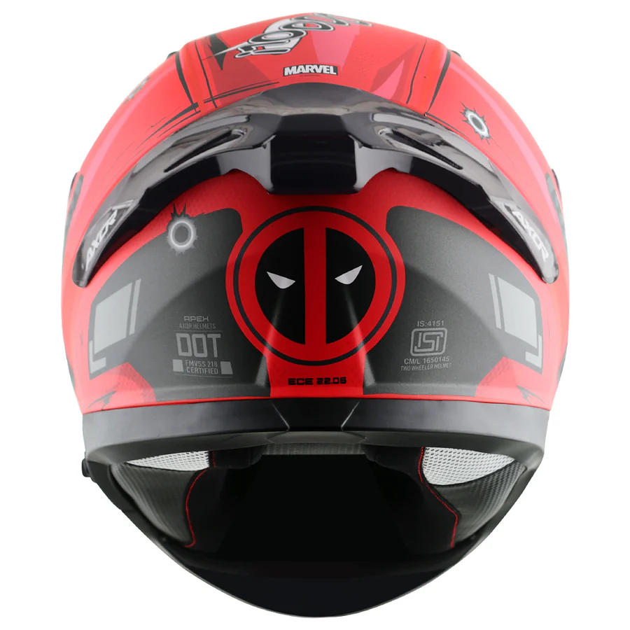 APEX MARVEL DEADPOOL HELMET DULL BLACK RED - Image 6