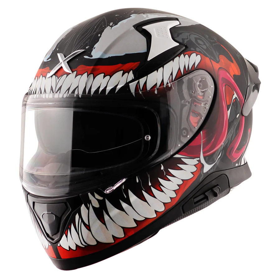 APEX MARVEL VENOM DULL BLACK RED FULL FACE HELMET WITH EXTRA BLUE VISORFOR MAN AND WOMAN - Image 10