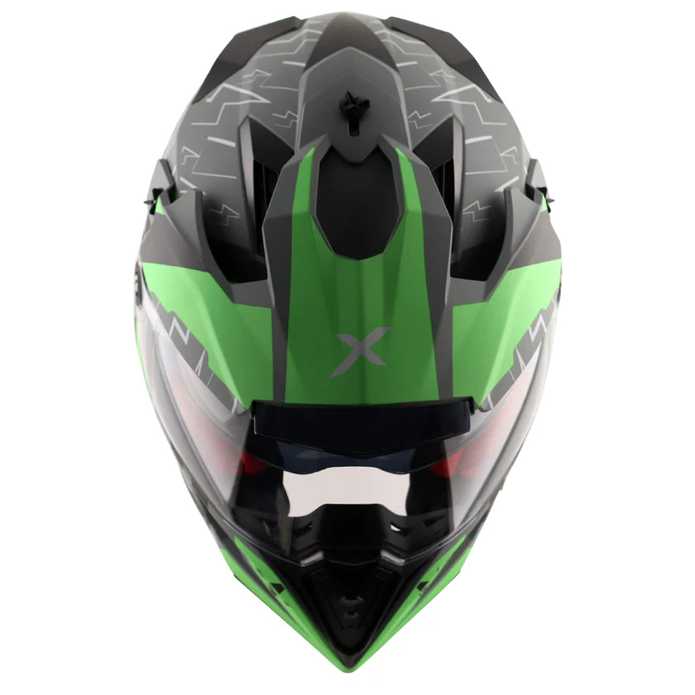 Axor X-Cross Flash Dual Visor Dull Cool Grey Green Moto Cross or Touring Helmet - Image 10