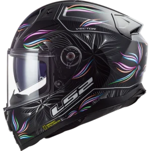 LS2 FF811 Vector II Tropical Gloss Black White Full Face Helmet with Sun Visor