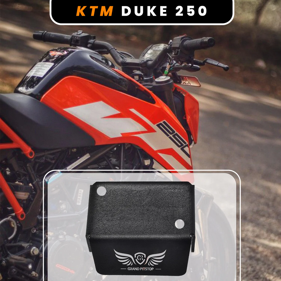 GRAND PITSTOP FRONT FLUID RESERVOIR COVER - Black for KTM - DUKE 150, 250