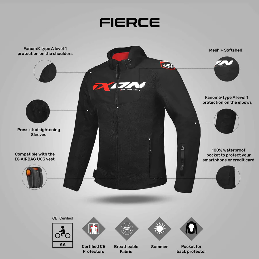 Ixon Fierce Jacket - Black/White/Red - Image 2