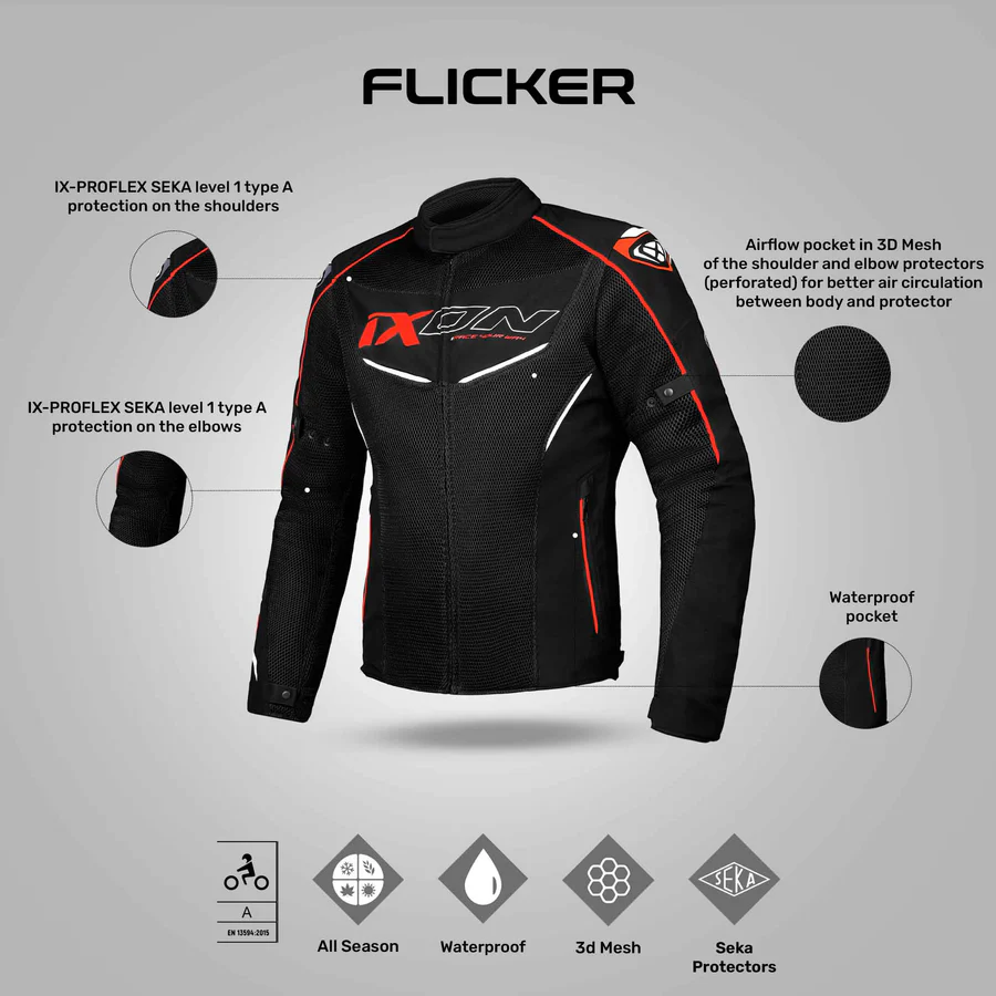 Ixon Flicker Jacket - Black/White/Red - Image 2