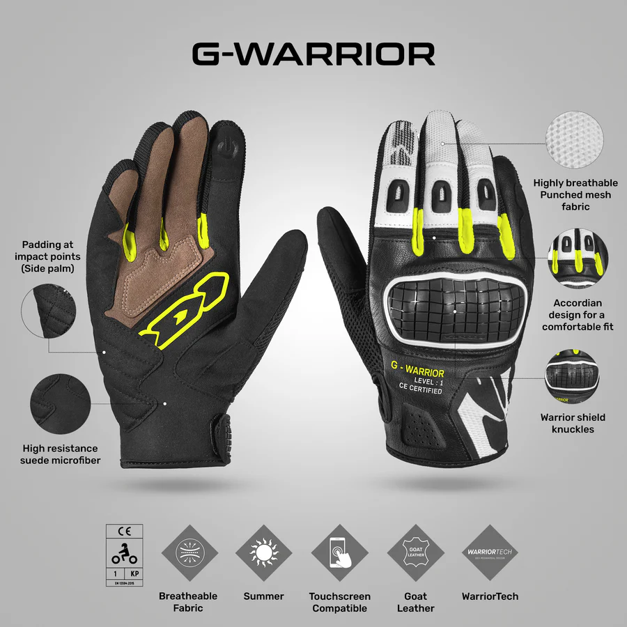 Spidi G-Warrior Gloves - BLACK FLUO YELLOW - Image 2