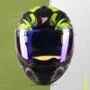 Steelbird  Steelbird SBA-1 Angry Dog ISI Certified Full Face Graphic Helmet For Men And Women With Inner Smoke Sun Shield (Glossy Black Neon With Night Vision Blue Visor)