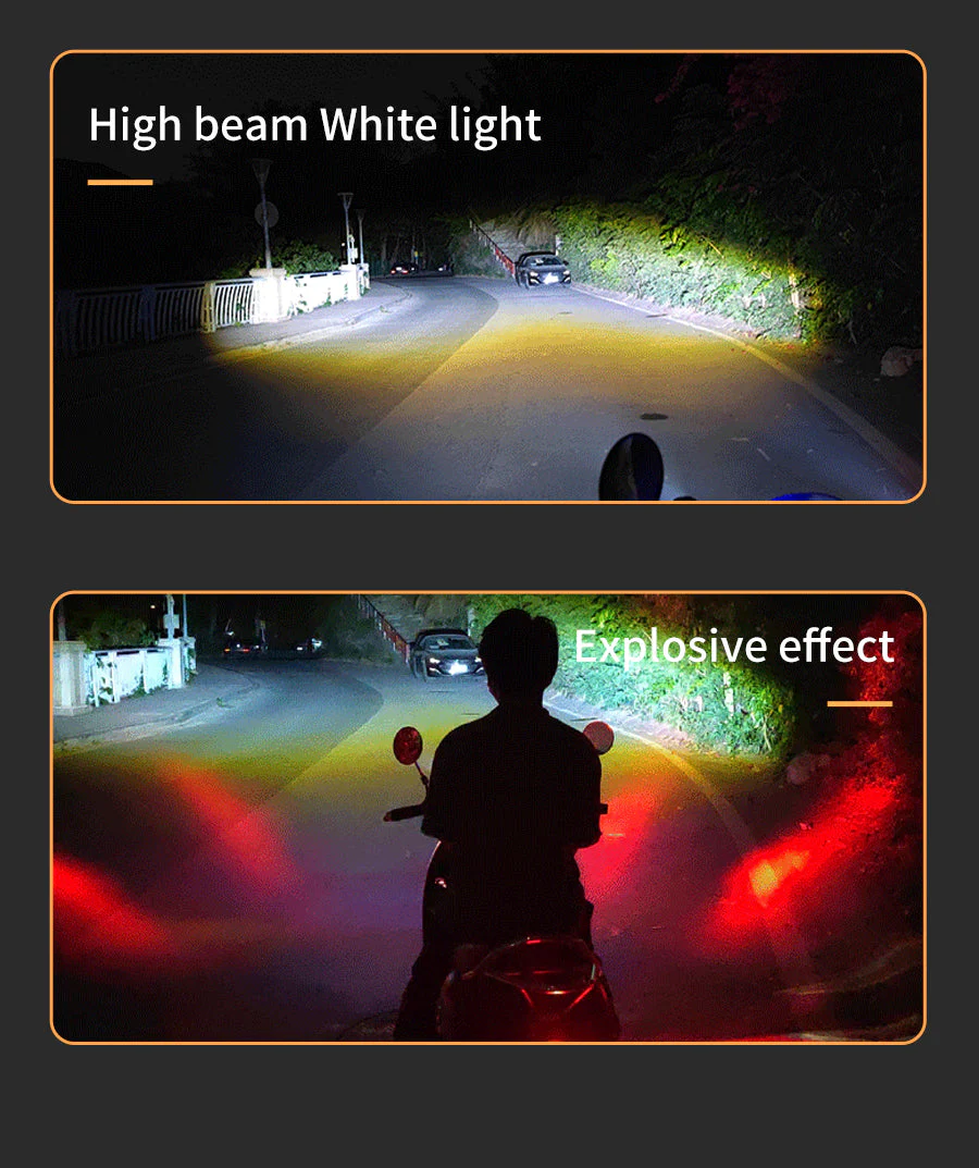 Universal HK Motorcycle LED Spotlight Headlight three color LED Lens Hi/Low beam Driving Spot Fog Light for All Bikes (10-80V,30W)(Pack of 2Pcs) - Image 4
