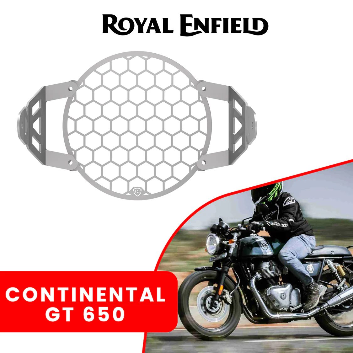 GRAND PITSTOP HEADLIGHT GRILL - Silver for Royal Enfield - CONTINENTAL GT