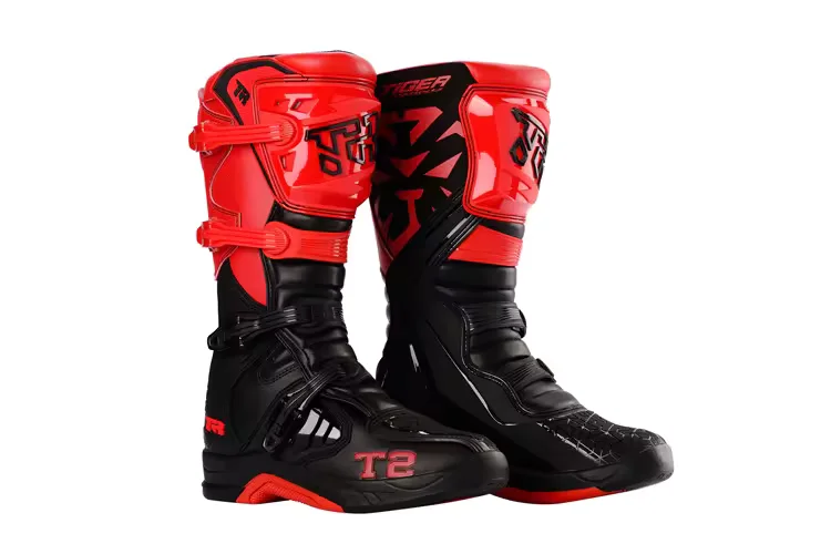 TIGER TR T2 Black Red Motocross Off-Road Motorcycle Riding Boots for Men
