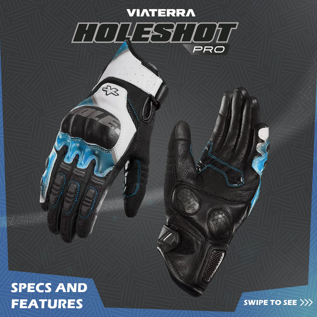 Viaterra HOLESHOT PRO – SEMI GAUNTLET HYBRID RIDING GLOVES - Blue - Image 8