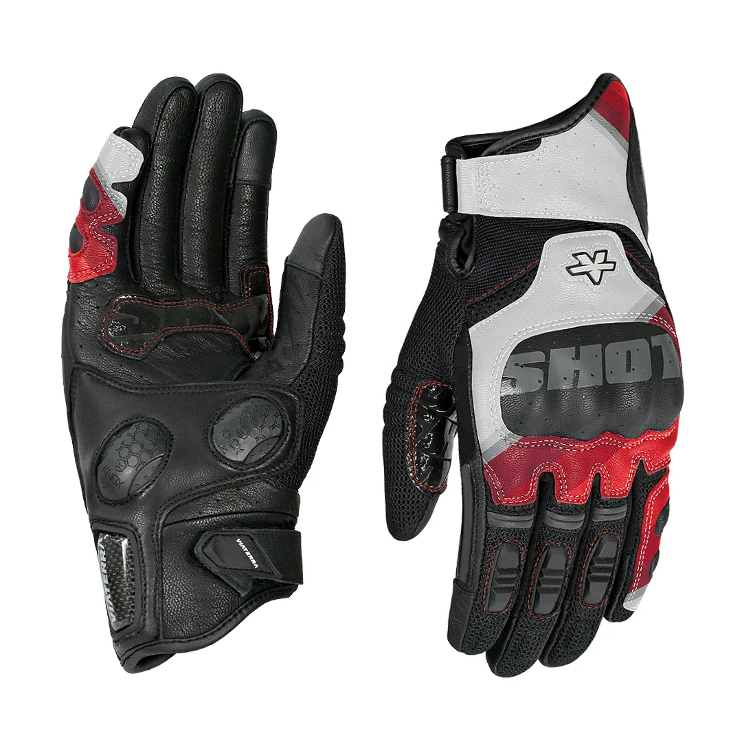 Viaterra HOLESHOT PRO – SEMI GAUNTLET HYBRID RIDING GLOVES - Red