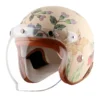 Axor Retro Jet Ibiza women's open-face helmet in Beige with tropical graphics and bubble visor.