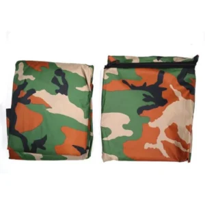 Silver-grey water-resistant full body motorcycle cover fitted on a Jawa 42 2.1.