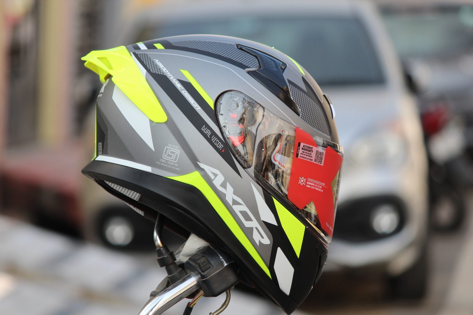 AXOR APEX TURBINE DULL GREY NEON YELLOW FULL FACE HELMET FOR MAN AND WOMAN - Image 6