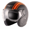 VEGA  Jet Old School WVisor Helmet -Black-Orange