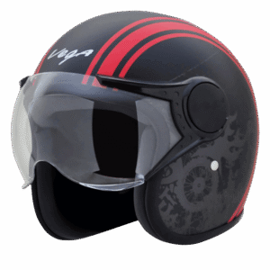 VEGA  Jet Old School WVisor Helmet -Dull-Black-Red