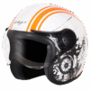 VEGA  Jet Old School WVisor Helmet -White -Orange