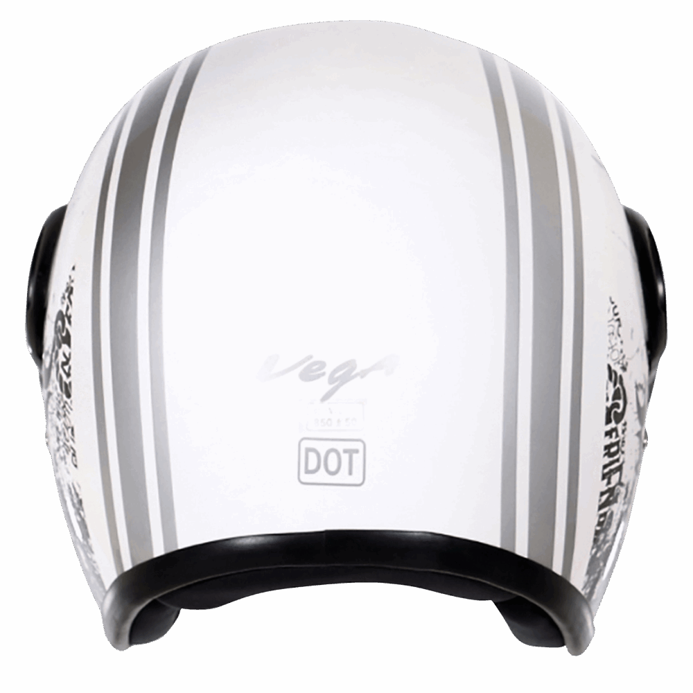 VEGA Jet Old School WVisor Helmet -White -Silver - Image 3