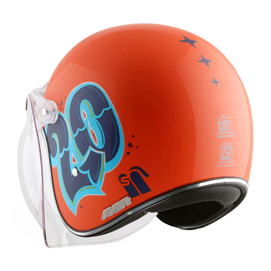 Axor Retro Jet Sportz C13 Helmet Orange Blue - Image 5
