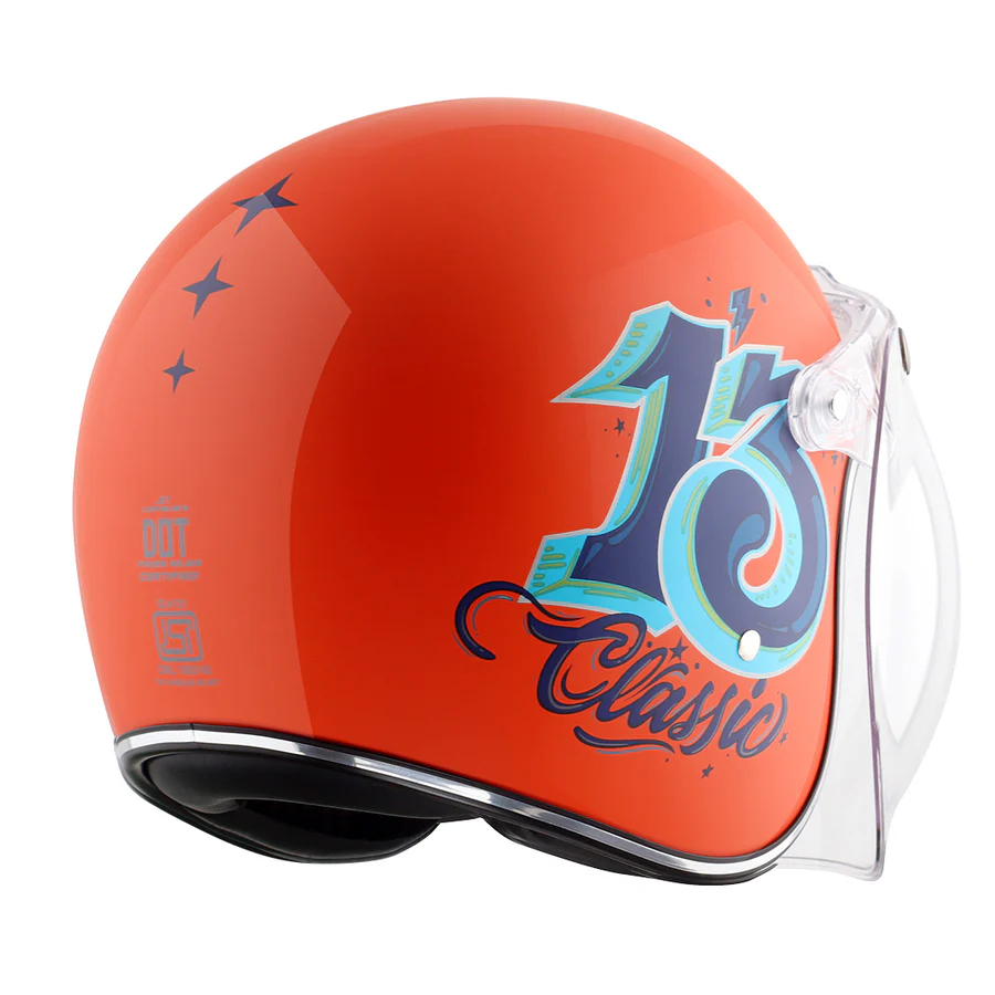 Axor Retro Jet Sportz C13 Helmet Orange Blue - Image 7