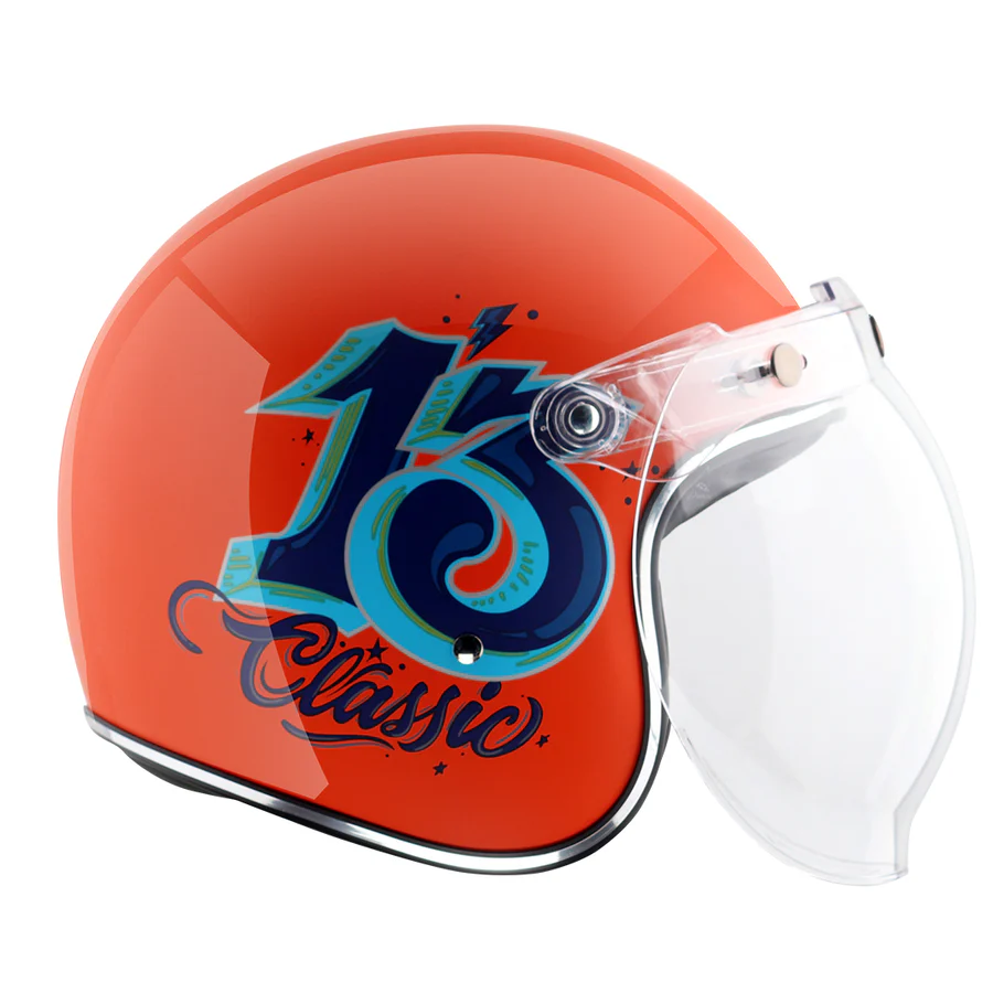 Axor Retro Jet Sportz C13 Helmet Orange Blue - Image 8