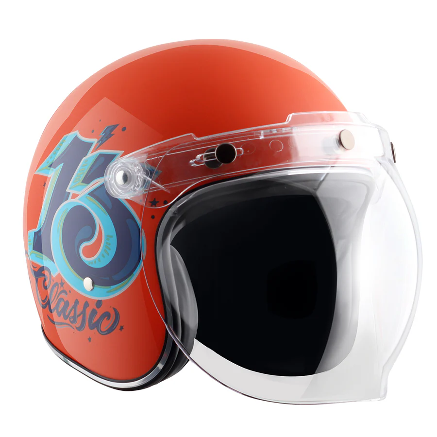 Axor Retro Jet Sportz C13 Helmet Orange Blue - Image 9
