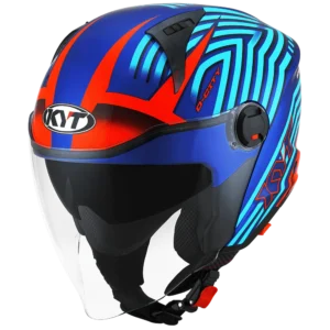 KYT D City Lucent Blue Orange Gloss Open Face Helmets