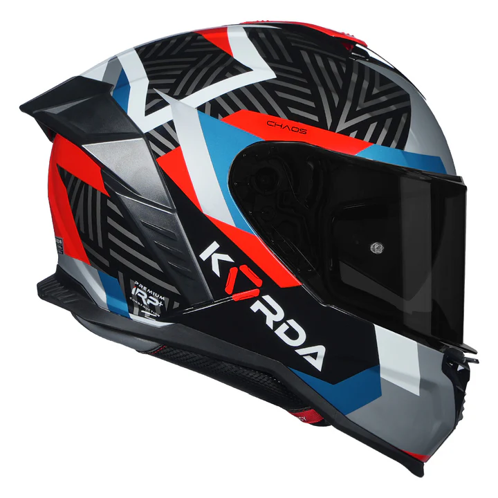 Korda Shockwave Chaos Helmet Red-Blue dual visor premium motorcycle helmet