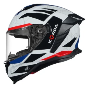 Korda Shockwave Evoque Helmet White Blue premium full-face motorcycle helmet