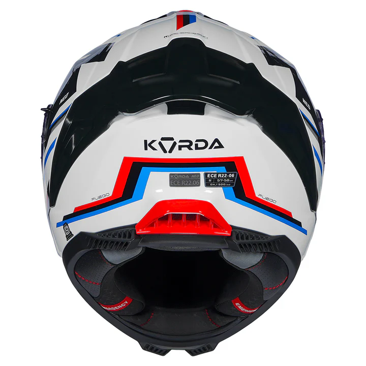 Korda Neo Fuego Helmet White Red Blue full face dual visor ECE certified helmet