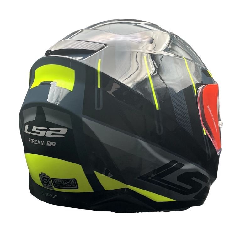 LS2 FF320 Stream Evo Shadow Gloss silver H-v Yellow D-ring Helmet - Image 5